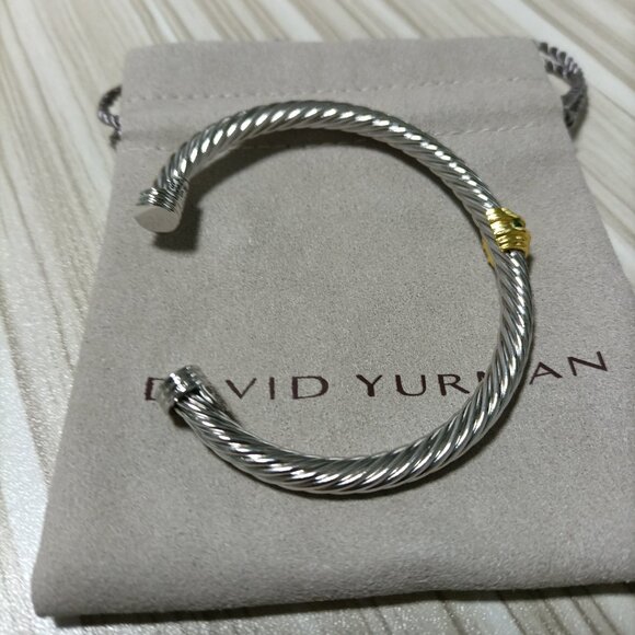 David Yurman Silver Bracelet with Prasiolite and 14K Yellow Gold,5mm - Picture 2 of 5